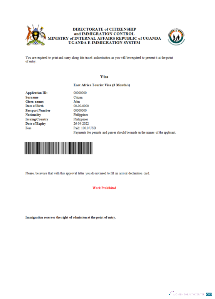 Download Uganda e visa in Word and PDF template Photoshop template